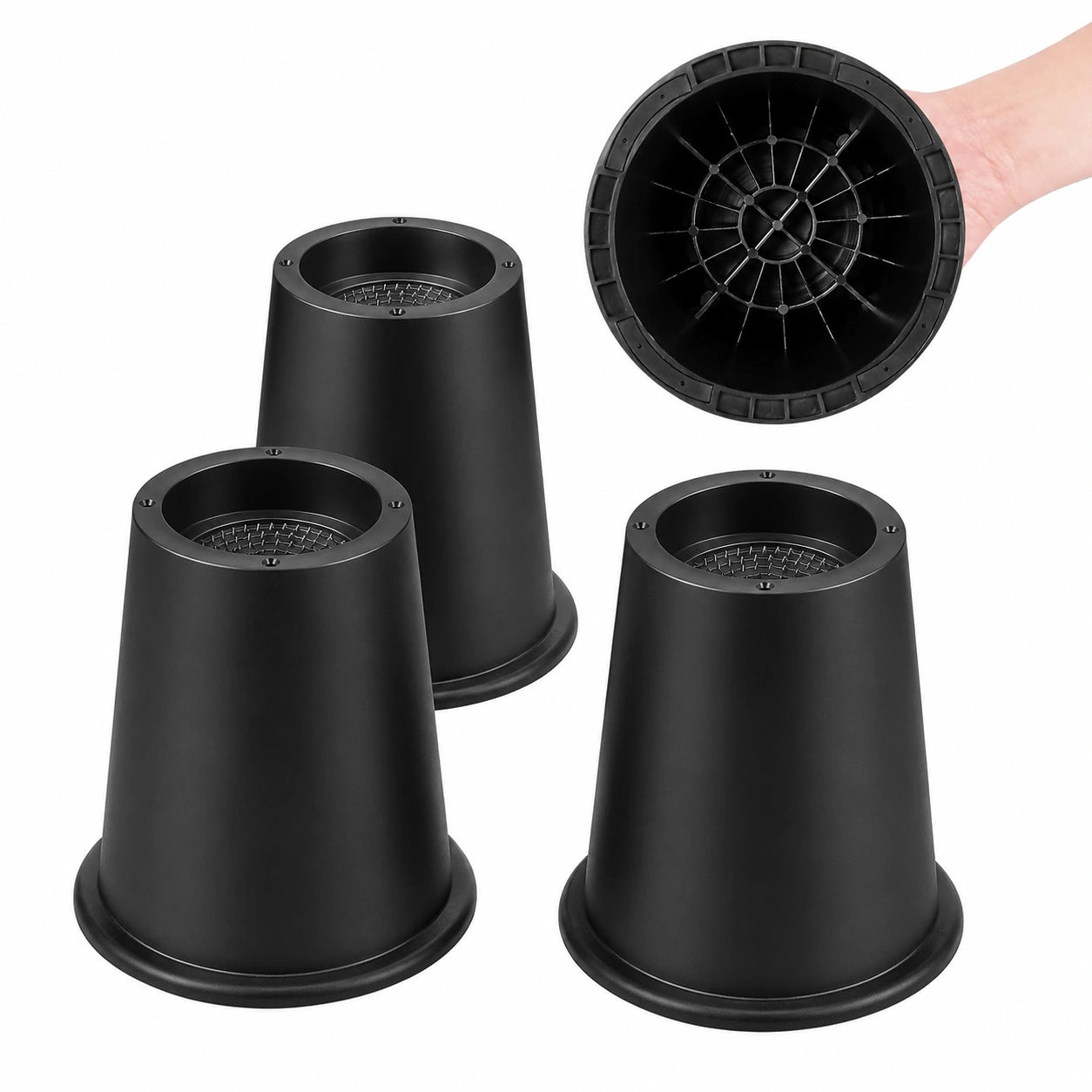 Uping Möbel- und Betthöher, Tisch- und Elefantenfuß Riser, 15,5cm Höhe, Schwarz