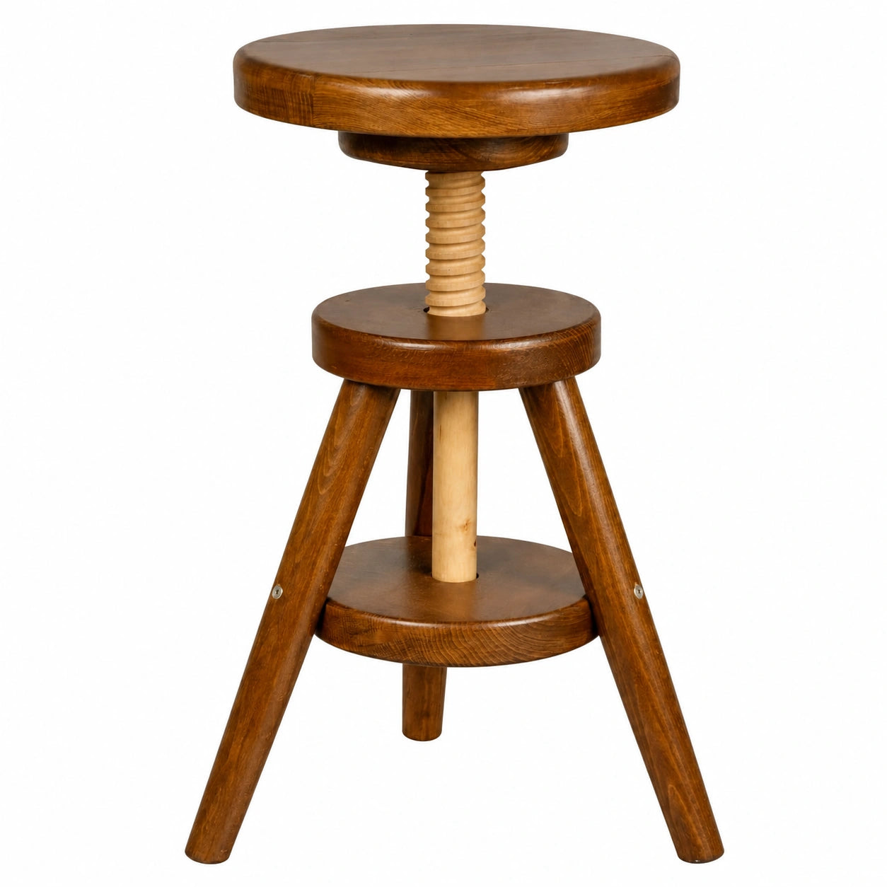 Magnetic Mobel® Verstellbarer Barhocker aus Massivholz, drehbar, Buche, 52-70 cm, Eiche Finish