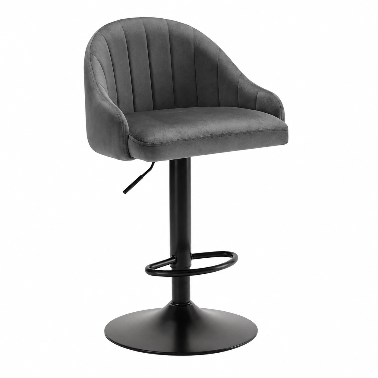 YOUDENOVA 2er Set Barhocker, Höhenverstellbar und Drehbar, mit Rückenlehne und Fußstütze, Gepolsterte Hocker für Küche und Bar, Dunkelgrau