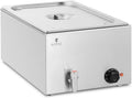 Royal Catering RCBM_GN1/1_1 Bain Marie 600 W 1 GN 1/1 Ablasshahn Wasserbad Speisenwärmer