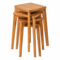 IBUYKE 4er Set Stapelbare Esszimmerhocker aus Holz mit Rutschfester Unterlage, Ideal für Klassenzimmer, Küche oder Essbereich, Holzfarbe