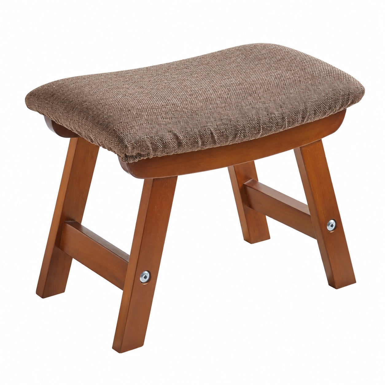 Aibiju Antirutsch-Holzhocker, Gepolsterter Sitz mit Wechselkissen, Vielseitiger Stapelhocker für Küche und Wohnzimmer, Braun, Modell YD-1359