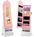 COSTWAY Schmuckschrank mit LED-Beleuchtung Rosa