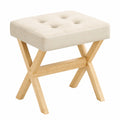 SONGMICS Polsterhocker, Holzbeine, ideal für Schlafzimmer, Ankleidezimmer, Flur, 32x42x46 cm, sandbeige