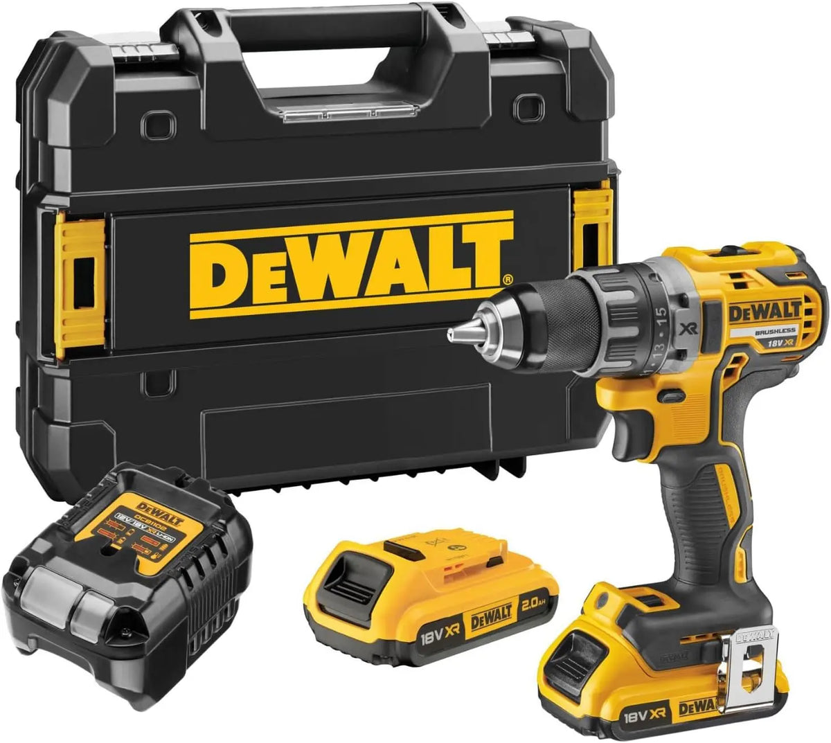 DEWALT Akku-Bohrschrauber DCD791D2 18 V 2 Ah mit LED-Beleuchtung