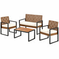 PHI VILLA Gartenlounge Set für 4 Personen – Sofa, Sessel und Tisch, Wetterfestes Rattan in Beige & Braun