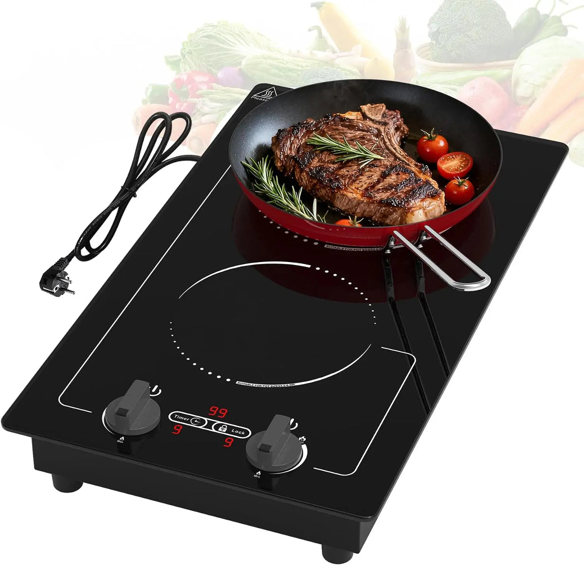 GlHETKUT Herd 220 V 3000 W mit Timer und LED-Beleuchtung