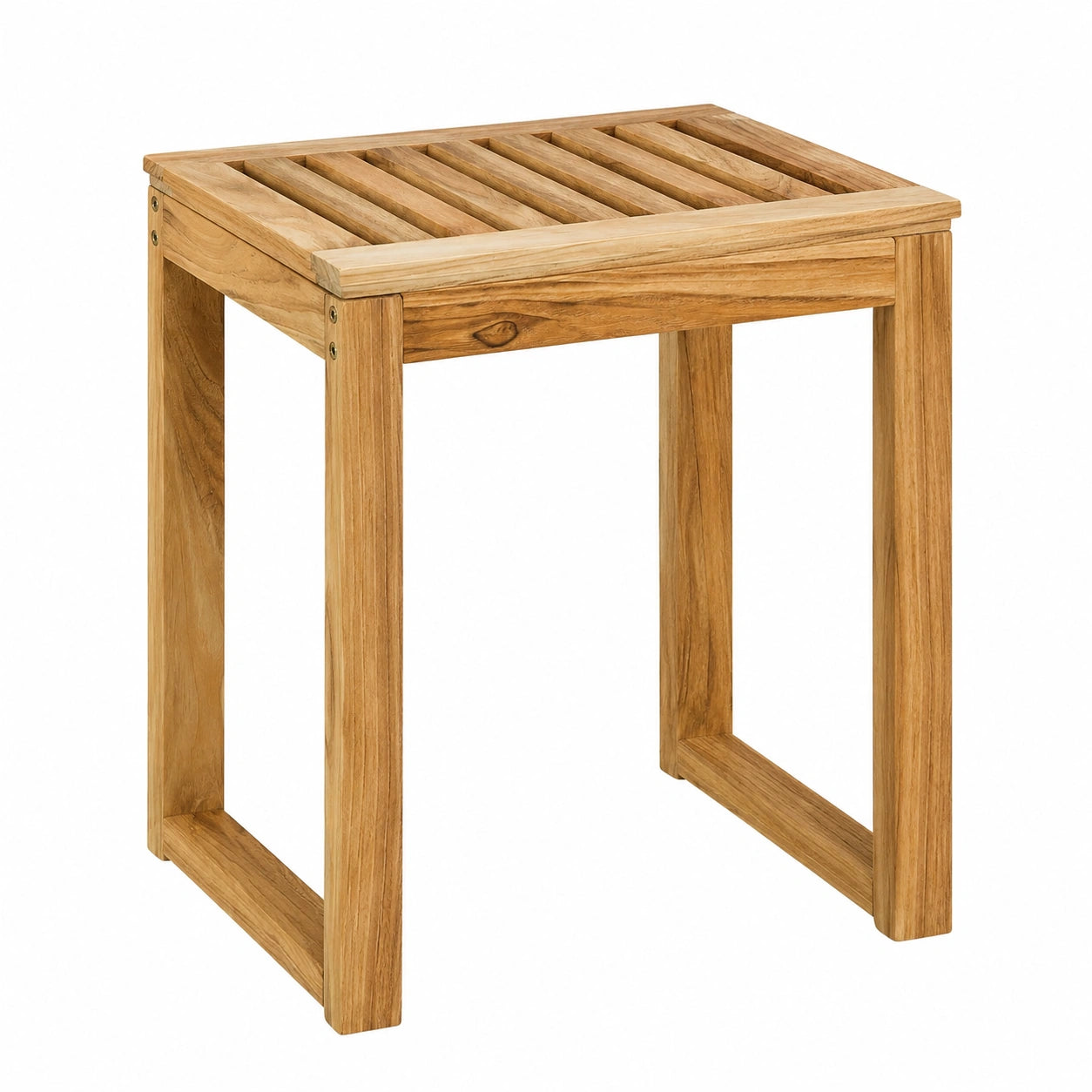 Holzhocker für Bad und Wohnzimmer, 46 x 40 x 30 cm, belastbar bis 80 kg, natürlicher Beistelltisch