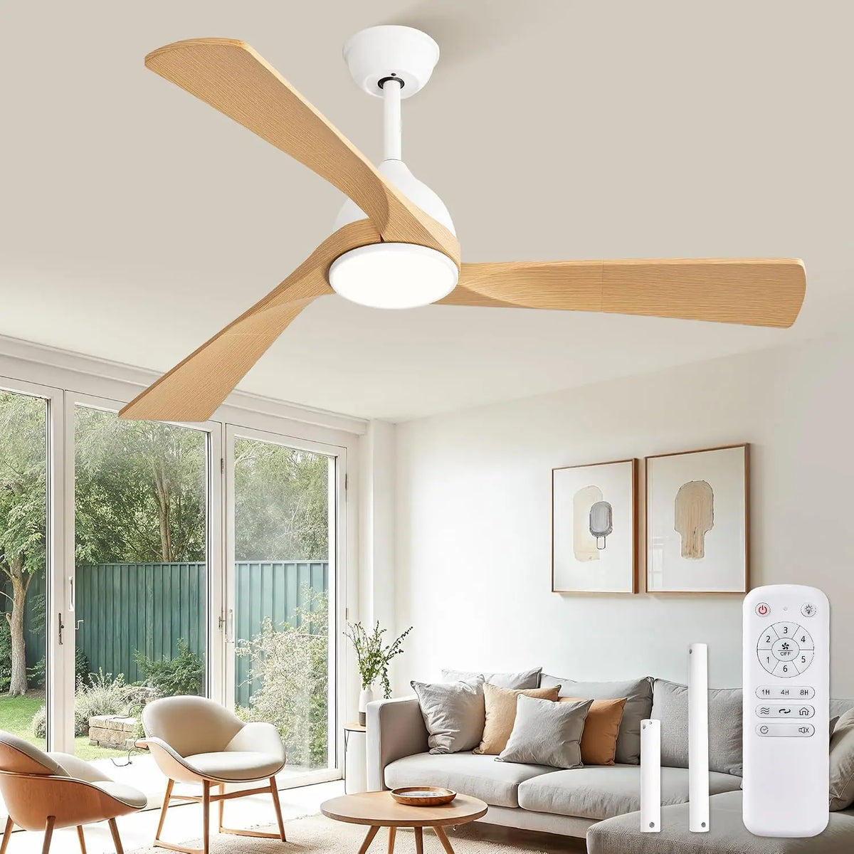 ZMISHIBO Ventilator 3000K 132 cm mit Fernbedienung und Timer