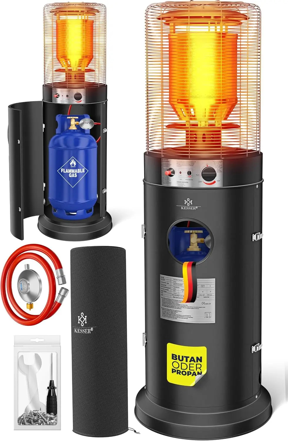 KESSER Heizgerät KE12 10 kW mit Wärmefunktion Schwarz