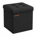 Kompakter SONGMICS Faltbarer Aufbewahrungshocker, 30 x 30 cm, Würfelform, Robust bis 130 kg, Schwarz